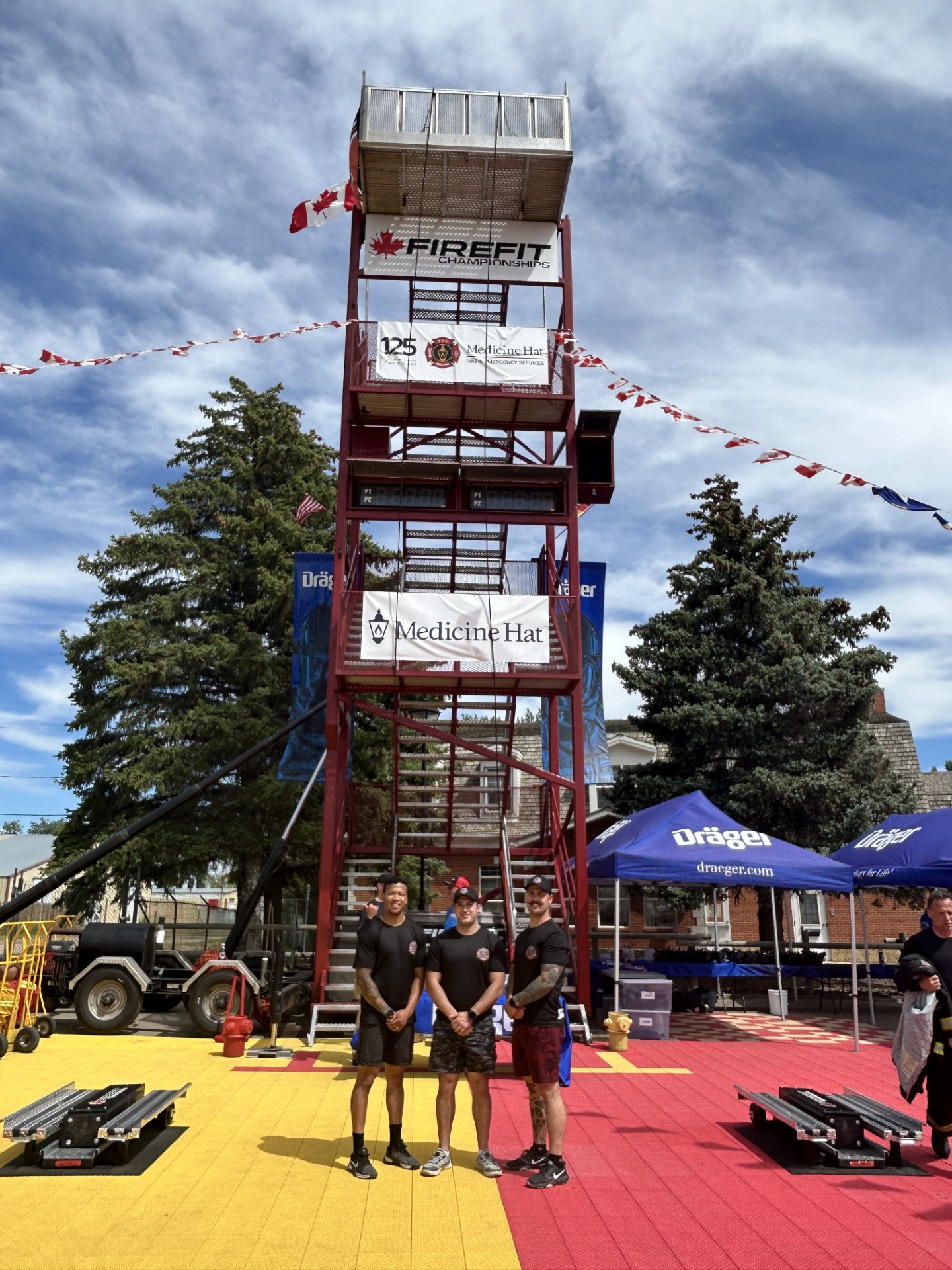 Spruce Goons team at FireFit Championships tower