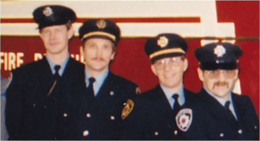 The four founding members in dress uniform, 1985